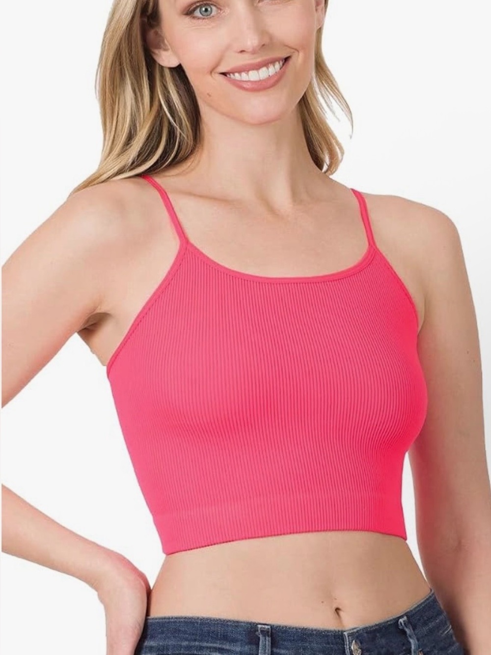 Hot Pink Ribbed Cami Brami Tank
